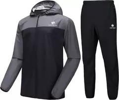 HOTSUIT vyriškas saunos kostiumas su gobtuvu, pilkas, S, 513140020
