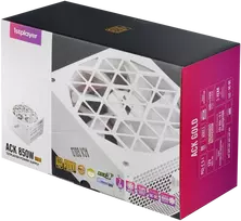 1STPLAYER ACK, 850W, 80 PLUS Gold, ATX 3.1, PCIe 5.1, modulinis maitinimo blokas, baltas