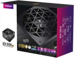 1STPLAYER ACK, 850W, 80 PLUS Gold, ATX 3.1, PCIe 5.1, modulinis maitinimo blokas, juodas