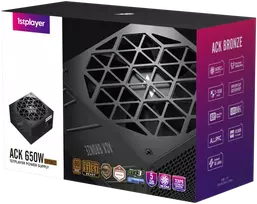 1STPLAYER ACK, 650W, 80 PLUS Bronze, ATX 3.1, PCIe 5.1 maitinimo blokas, juodas