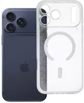 OEM dėklas iPhone 18 Pro Max / 17 Pro Max, permatomas Mag dangtelis (STR / KAMEROS APSAUGA), suderinamas su MagSafe, permatomas su blizgučiais