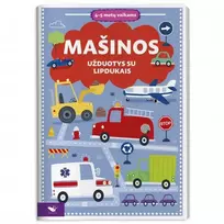 KNYGA Mašinos. Užduotys su lipdukais 4-5 metų vaikams.