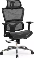 Mebel Elite Ergonominė biuro kėdė su porankiais ir galvos atrama, juoda