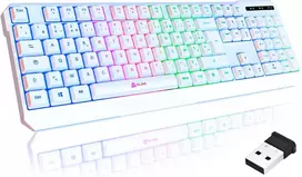 KLIM belaidė žaidimų klaviatūra su RGB apšvietimu, AZERTY, balta, WL906FR