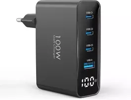 TOPADRE 100 W USB-C įkroviklis su 3 USB-C ir USB-A jungtimis bei LED ekranu, RCE-10002