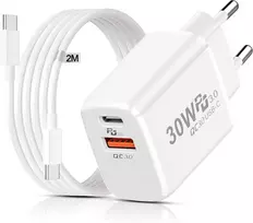 Lemsen 30 W USB-C tinklo įkroviklis su 2 m USB-C kabeliu, PD 3.0, YH-30WAC