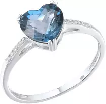 Balto aukso žiedas su briliantais ir London topazu Brasco 65229