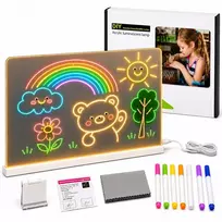 LED piešimo lenta su žymekliais, 30 × 20 cm