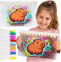 LED piešimo lenta Toys, 30 × 20 cm, 7 flomasteriai