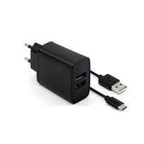 Fixed Dual USB Travel Charger USB/USB-C Cable
