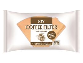 Key Coffee Coffee Filters for 1-2 people, unbleached, with tab, 40 filters x 10 bags beige