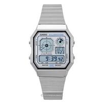 Casio Vintage Skaitmeninis Nerūdijančio Plieno Kvarcinis A130WE-7A Unisex Laikrodis sidabras