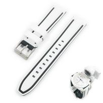 Swatch x OMEGA Compatible Rubber Strap with Double Lines (White/Black Lines) white