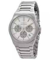 Seiko Discover More Classic Chronograph Nerūdijančio plieno Baltas ciferblatas Kvarcinis SSB451P1 100M Vyriškas laikrodis balta