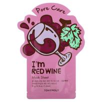 TonyMoly, I'm Red Wine, pore care beauty mask sheet, 1 sheet, 21g (0.74oz) pink