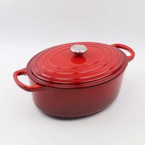 Zhi Shi Cast Iron Enamel Oval Dutch Oven red