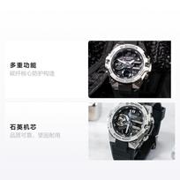 CASIO Waterproof and Shockproof Quartz Resin Strap Men's Watch Black Dial GST-B400-1APFT juoda