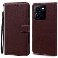 Dėklas Vivo Y35, atverčiamas odinis piniginės dėklas, skirtas Vivo Y35, piniginės knygelės telefono dėklas Vivo Y35 4G, dėklas Coque Fundas For Vivo Y35 4G kava