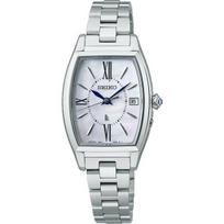 Seiko moteriškas SSQW071 (Moteriška „LUKIA Grow Solar Radio Controlled Metal Band“.) tonneau laikrodis sidabrinis