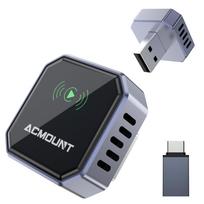 ACMOUNT Wireless Auto Wirelessly connects CarPlay and Android Auto to vehicles with genuine wired Supports and multiple Automatic connection gray