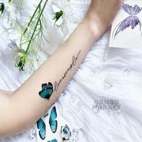 How pastel tattoo sticker glitter tattoo sticker, FG-032 Blue Butterfly beige