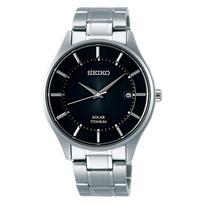 Seiko Selection Titano Saulės Energija Varomas Laikrodis su Safyro Stiklu, Juodas, SBPX103, Vyriškas black