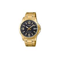 Casio CASIOSTANDARD Series Simple Fashion Gold Quartz Movement Stainless Steel Strap Japanese and Korean Watch Men's Watch Black Dial MTP-V004G-1B2021 auksas