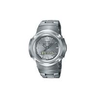 Casio all-metal series-disc solar quartz movement stainless steel strap Japanese and Korean watch men's watch silver dial AWM-500D-1A8PRD sidabras