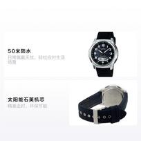 CASIO 50 meters waterproof solar Quartz canvas strap men's watch black dial WVA-M630B-1AJF juoda