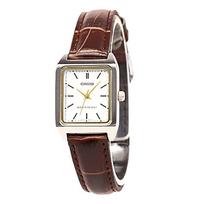 Casio Standard LTP-V007L-7E2 Women's Rectangular Analog Watch Brown Leather White Dial gray