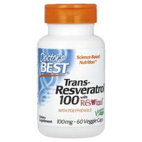 Doctor's Best, Trans-Resveratrol 100, 100 mg su ResVinol, 60 Veggie kapsulių