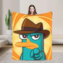Platypus Perry flanelinis pledas Pavasaris Phineas and Ferbs Šilta minkšta patalynė Užtiesalai vaikams Svetainei Purus lovatiesė 150x180cm