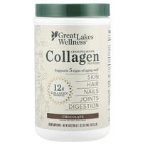 „Great Lakes Wellness“, žole maitinamų galvijų kolageno peptidai, šokoladas, 10 uncijų (284 g)