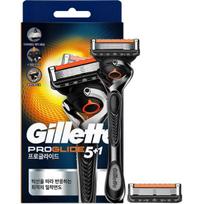 1 Gillette Proglide rankinė skustuvo rankena + 2 skutimosi peiliukai, 1 komplektas gray