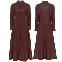 „Steampunk“ stiliaus gotikinis motociklininko paltas „Disco Party“ ilgas paltas Dirbtinės odos „Trench Coat“ striukė apsiausta Suknelė su užtrauktuku iki kulkšnies, moterims, vyrams S bordinė