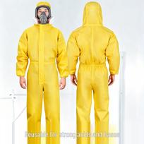 Rūgštims ir šarmams atsparus pilno kūno cheminės apsaugos kostiumas M, Yellow Stripe yellow