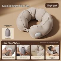 Portable Press-type U-shaped Inflatable Neck Pillow: Lightweight, Foldable, Adjustable Backrest Support gray