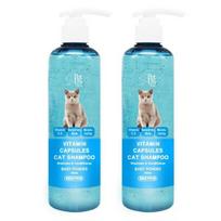 Pet Earth Vitamin šampūnas kūdikių pudros kvapo, 300 ml, 2 pakuotės, Korėjietiškas naminių gyvūnų šampūnas blue