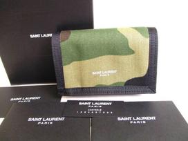 Autentiška Saint Laurent Paris YSL Kamo Medvilninė Sulankstoma Piniginė Kompaktiška Piniginė #9399 Atidaryta dėžutė