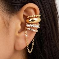 17KM 4 Pcs Ear Cuffs Non-Piercing for Women Dainty 14K Gold Plated Clip On Cartilage Earrings Hoop Cuffs Fake Earing Daily Jewelry brown