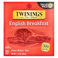 Twinings Pure Black Tea English Breakfast, 50 Tea Bags, 100g (3.53 oz) red