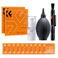 Koncepcinis fotoaparato valymo rinkinys Kameros valymo reikmenys 15 ml valiklis, audinys objektyvas, tušinukas, valymo audinių priežiūros reikmenys, priežiūros valymas orange