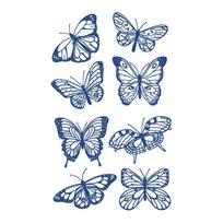 Drugelių kolekcija Žolinis Matinis Didelis Tatuiruočių Lipdukų Rinkinys, 1 vnt. blue