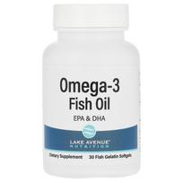 Lake Avenue Nutrition, Omega-3 Fish Oil, 1,250 mg, 30 Fish Gelatin Softgels