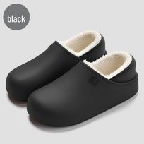 Unisex Vandeniui atsparūs Neslystantys Pliušiniai Medvilniniai Namų Šlepetės - Šiltos, Pilnai Dengiančios Rudeniui/Žiemai. 40-41 (25.5cm Length) juoda