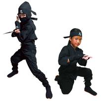 Shinobiya Authentic Children's Ninja Suit Set L Size Ninja Costume Wrinkle-resistant and absorbent polyester/cotton blend black
