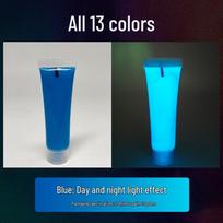 Super ryškūs, tamsiai šviečiantys, rankomis tapyti, švytintys akriliniai dažai su ilgai išliekančiais fluorescenciniais milteliais 15g Luminous Paint blue