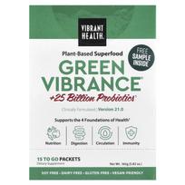 Vibrant Health, Green Vibrance +25 Billion Probiotic, Version 19.0, 15 Packs, 5.96 oz (168.9 g)