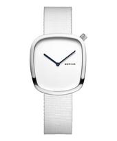 BERING Pebble 18034-007 unisex watch white stainless steel mesh strap sapphire glass sidabras