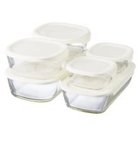 HARIO Stacking Karščiui atsparaus stiklo indų rinkinys iš 6 vnt. Pagaminta Japonijoje KSTL-5004-OW white